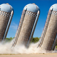 Grain silos falling